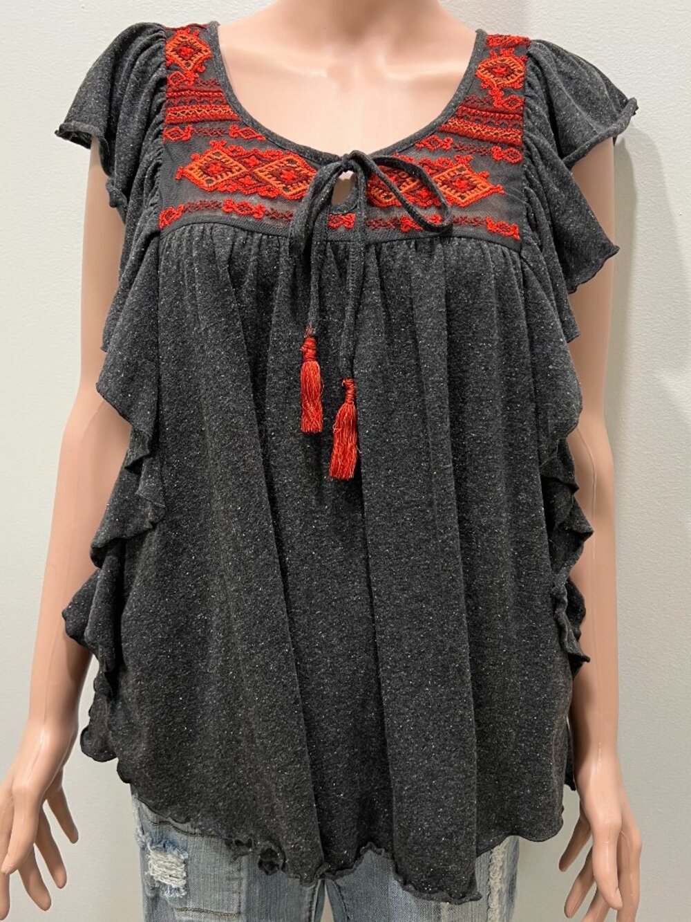 Free People embroidered top size S/P